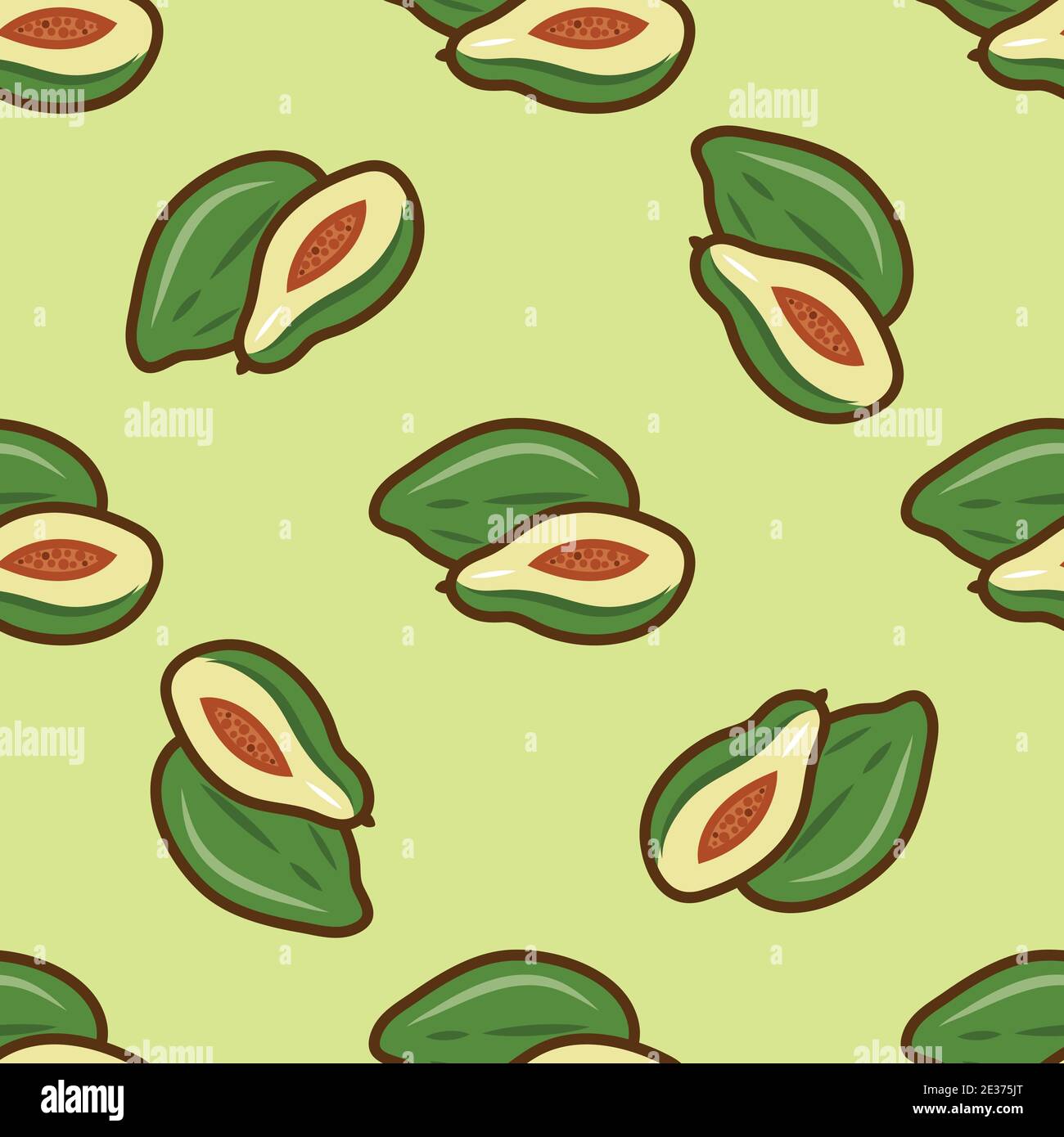 Leuchtendes Avocado-grünes Nahtloses Muster. Vektorgrafik. Stock Vektor