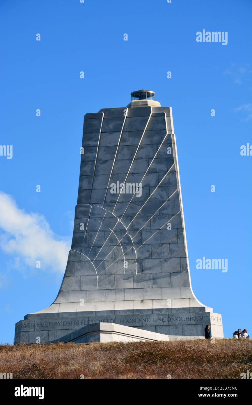 Das Wright Brothers National Memorial markiert den 17. Dezember 1903 Ort des ersten Fluges in Kill Devil Hills an den Outer Banks von North Carolina Stockfoto