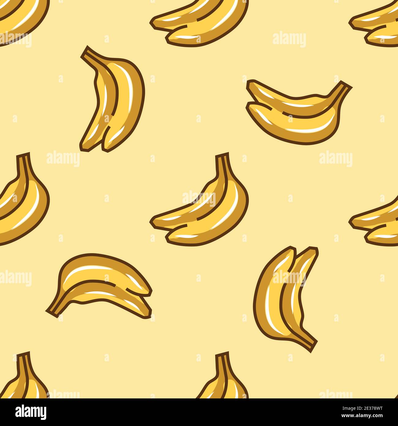 Leuchtend gelbe Banane nahtloses Muster. Vektorgrafik. Stock Vektor