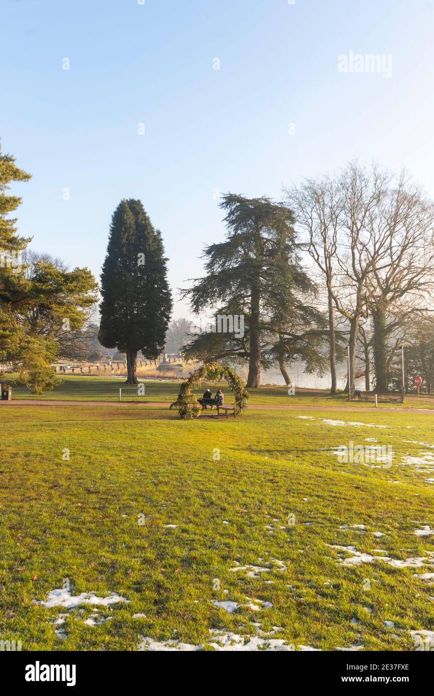 In winterlicher Szene im Trentham Garden Staffordshire Stockfoto