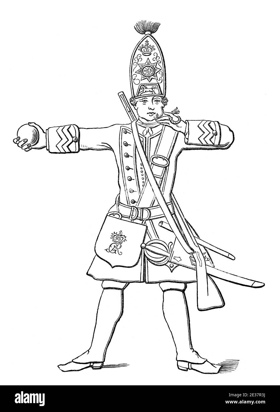 Grenadier der Fußwächter, 18. Jahrhundert Stockfoto
