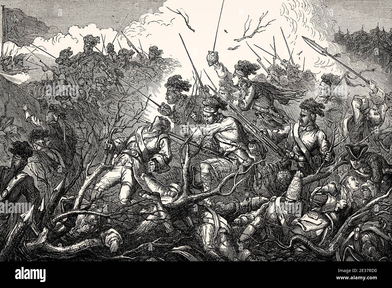 Schlacht von Carillon, die 1758 Schlacht von Ticonderoga, am 8. Juli 1758, Französisch und Indischen Krieg Stockfoto