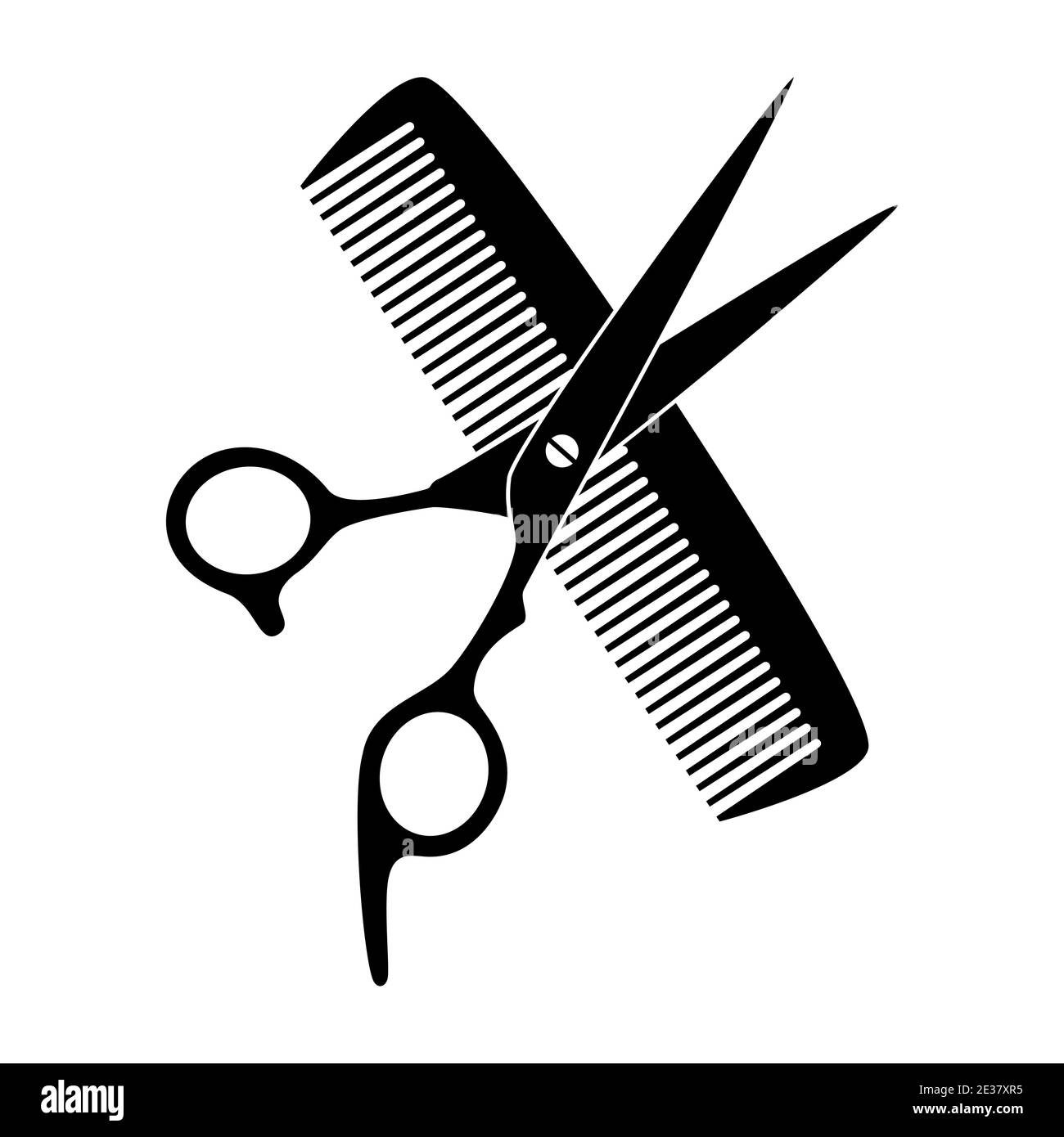 Schere, Kamm, Friseur, Icon, Logo Stock Vektor