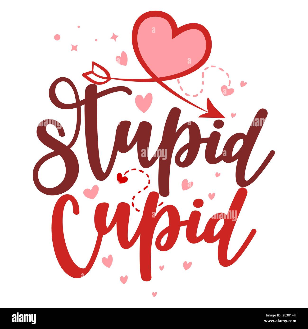 Supid Amor, Amor ist dumm - FRECHE Kalligraphie Phrase für Anti Valentinstag. Handgezeichnete Schriftzüge für schöne Grußkarten, Einladungen. Gut für Stock Vektor