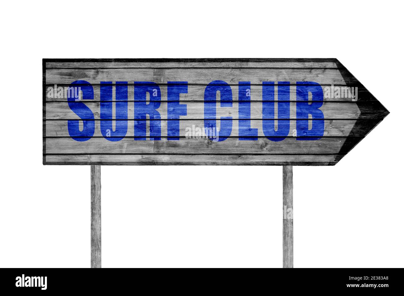 Surf Club Holzschild mit auf einem Strand Hintergrund Stockfoto