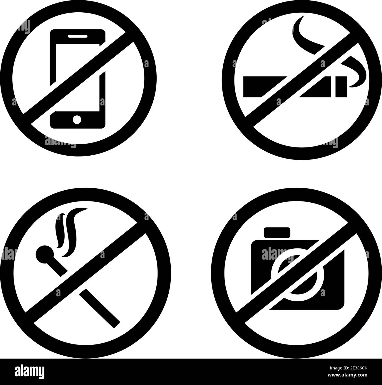 Symbol für öffentliche verbotende Signale gesetzt. Transparenter Hintergrund. Isoliert auf weißem Hintergrund. Vektorformat. Stock Vektor