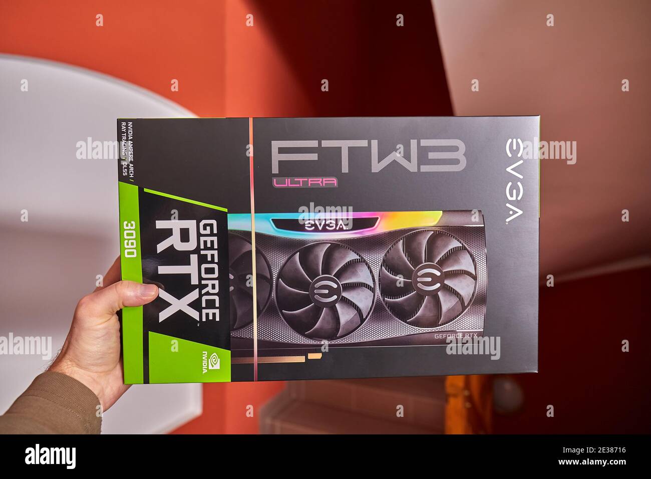 EVGA GeForce RTX 3090 Nvidia GPU Box Stockfoto