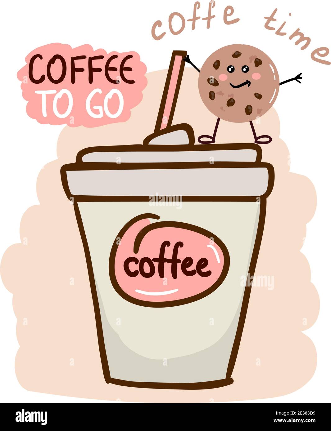 Tasse Kaffee mit Cookie, Idee Konzept. Vektorgrafik. Stock Vektor