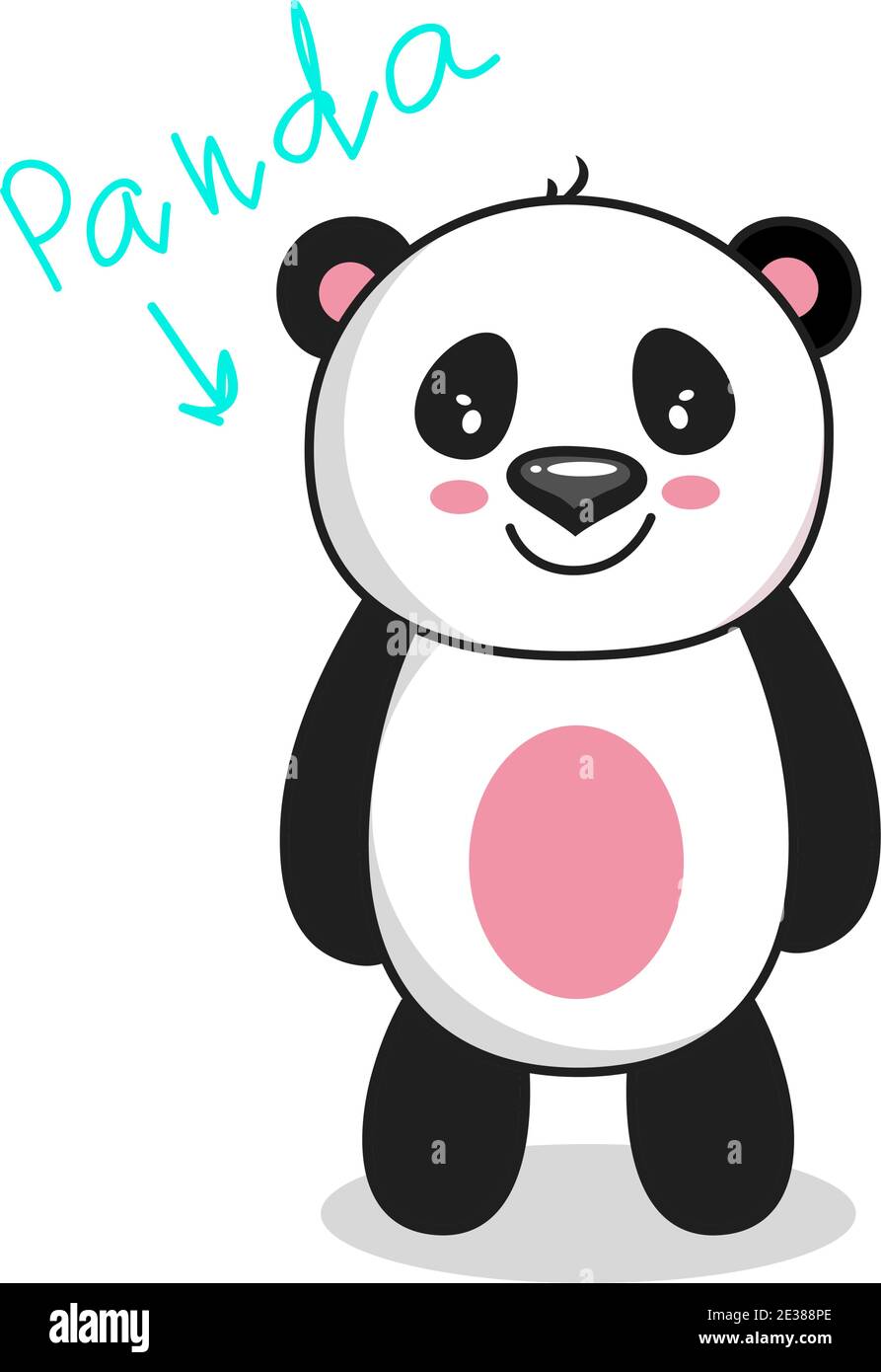 Cute Panda Vektor-Charakter, bunte Illustration Panda, Vektor-Illustration mit Text. Stock Vektor