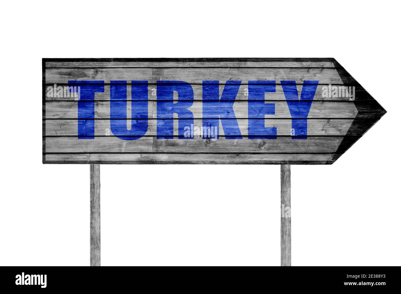 Türkei Holzschild mit Strand Hintergrund Stockfoto