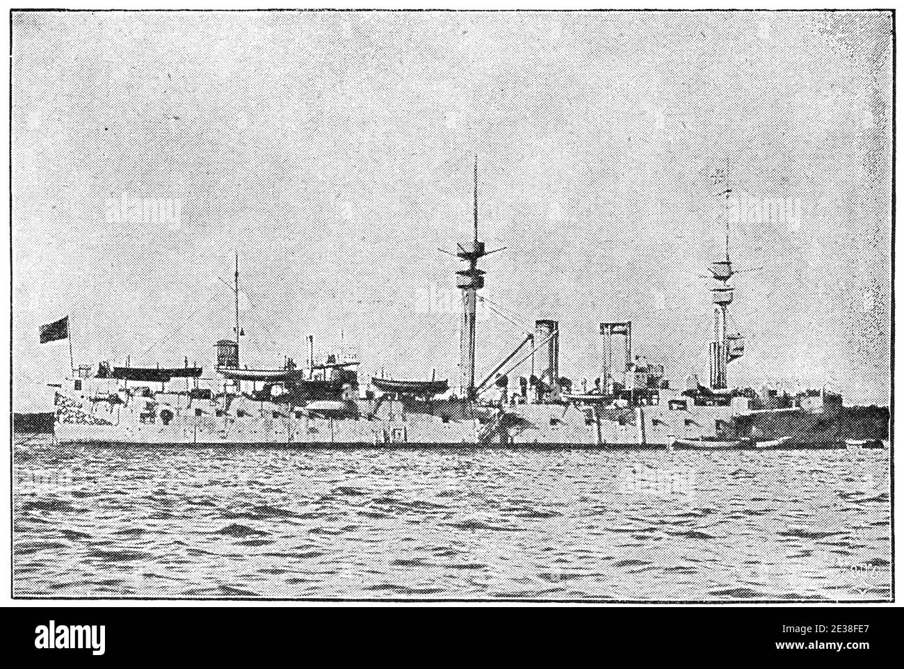 SMS König Wilhelm (König Wilhelm) - eine gepanzerte Fregatte der preußischen und später der deutschen Reichsmarine. Illustration des 19. Jahrhunderts. Deutschland. Weißer Hintergrund. Stockfoto