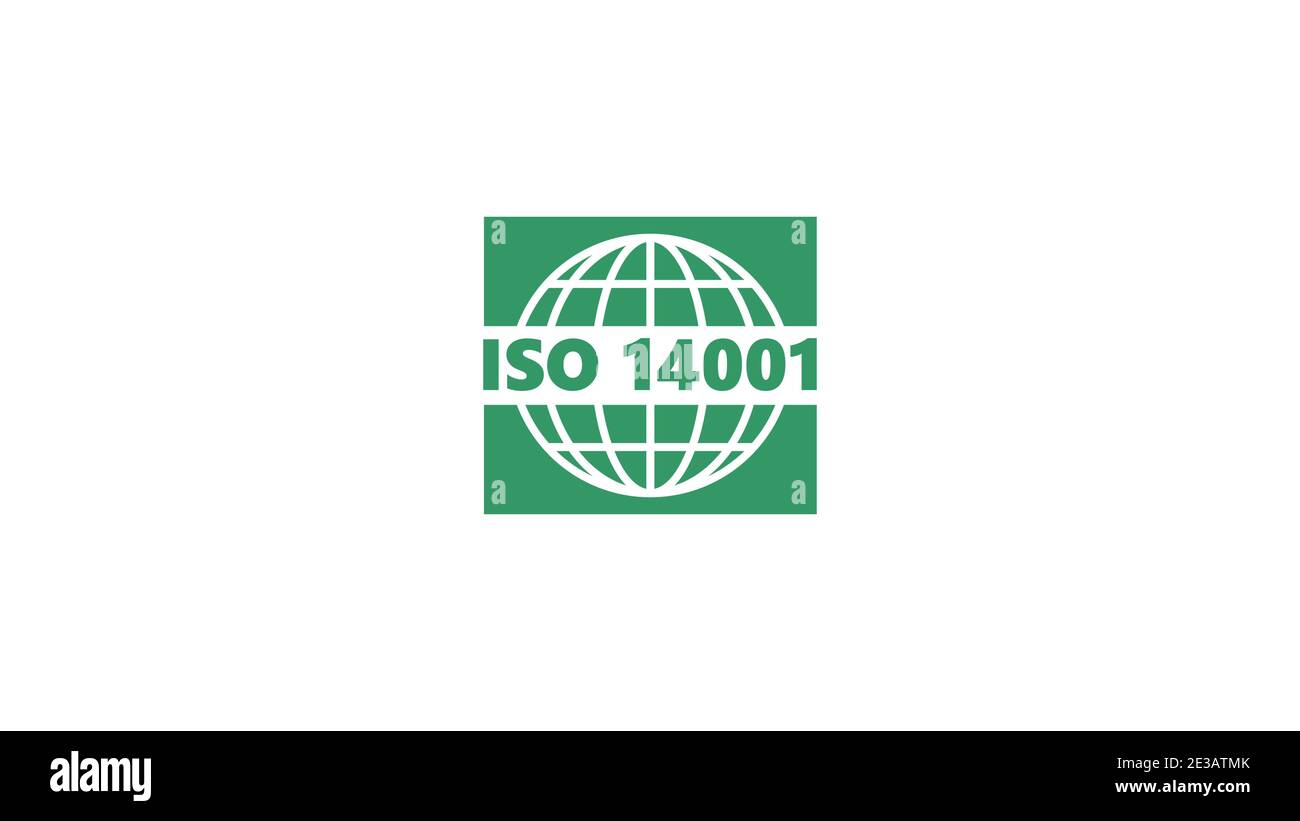 ISO 14001 grüner Stempel. Internationale Standard Organisation Umwelt Management Vektor Illustration Stock Vektor