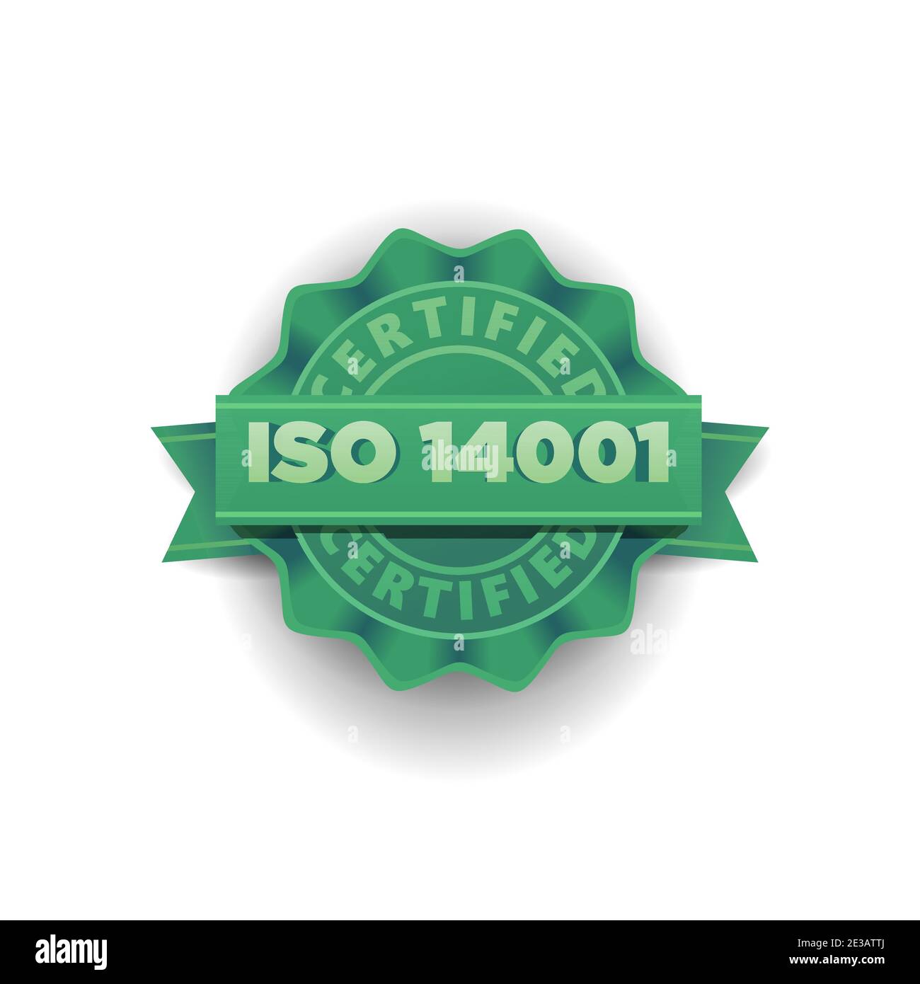 ISO 14001 zertifiziert Badge Symbol. International Standard Organisation Environtment Management Vektor Illustration Stock Vektor