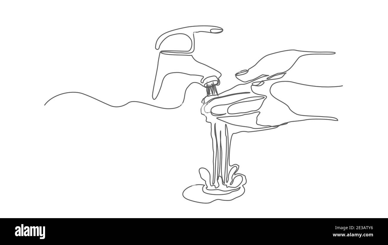 Wash Hand einzeilig editierbare Linie Vektor-Illustration Stock Vektor Wash Hand einzeilig editierbare Linie Vektor-Illustration Stock Vektor