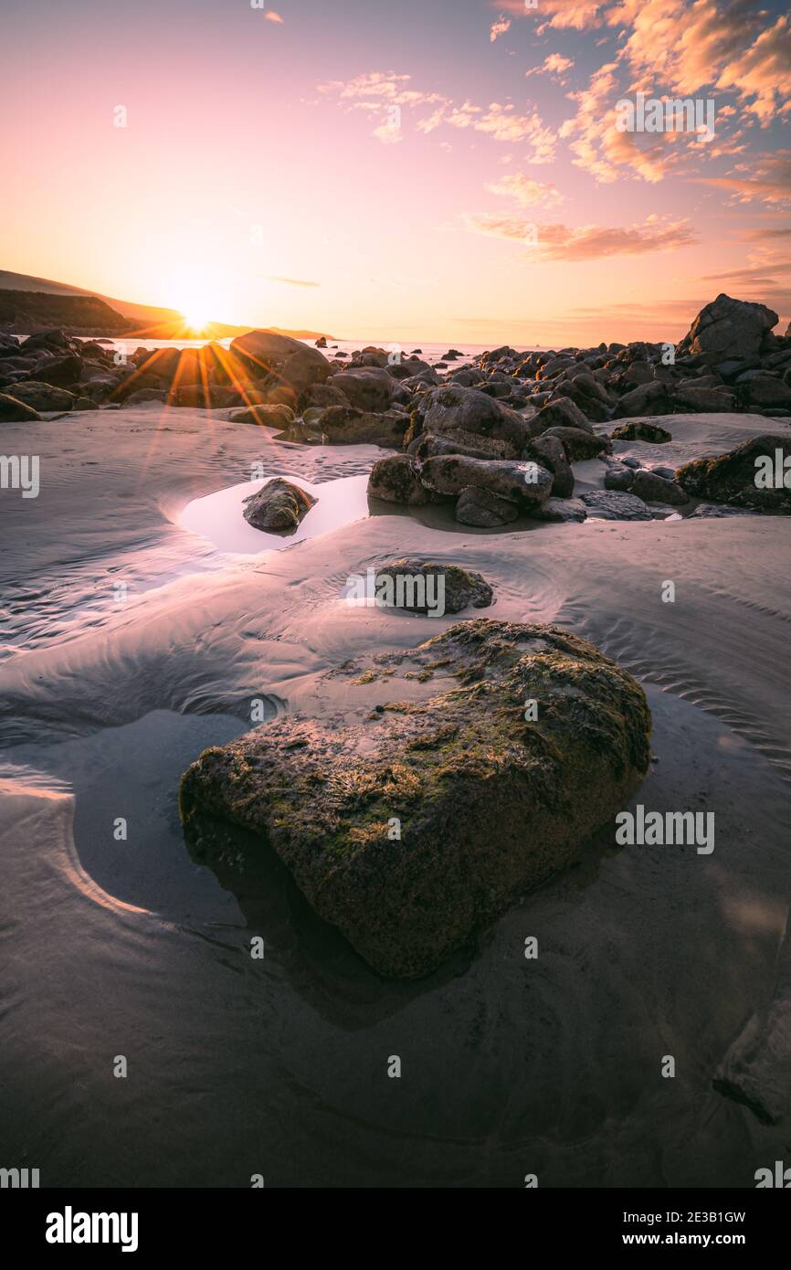 Monkey Island bei Sonnenuntergang, Neuseeland. Stockfoto