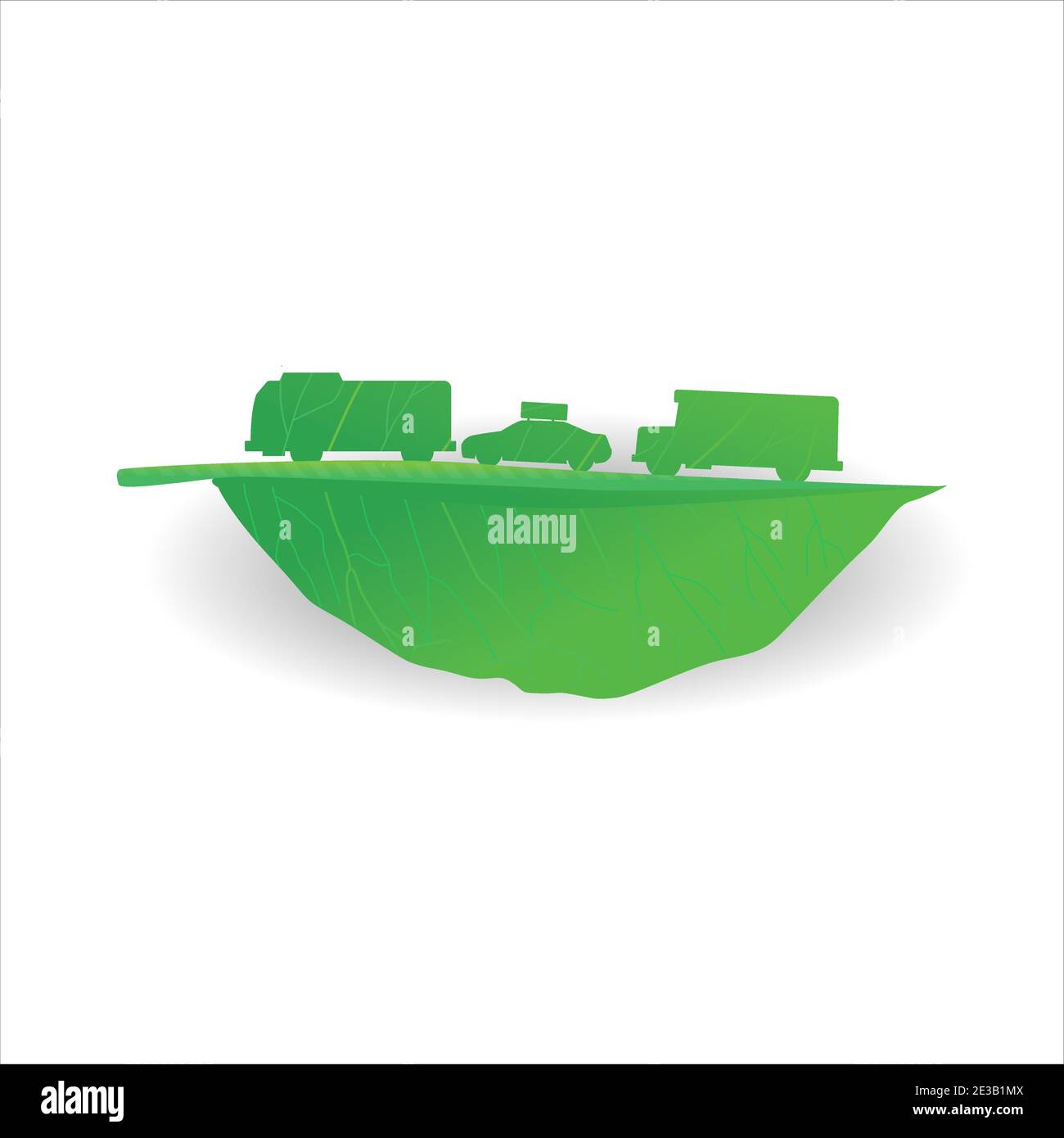 Umweltfreundliches Transportkonzept abstrakte grüne Blatt bilden Massenverkehr Schule Bus Taxi und Bus sauber einfaches Design Vektor Illustration Stock Vektor