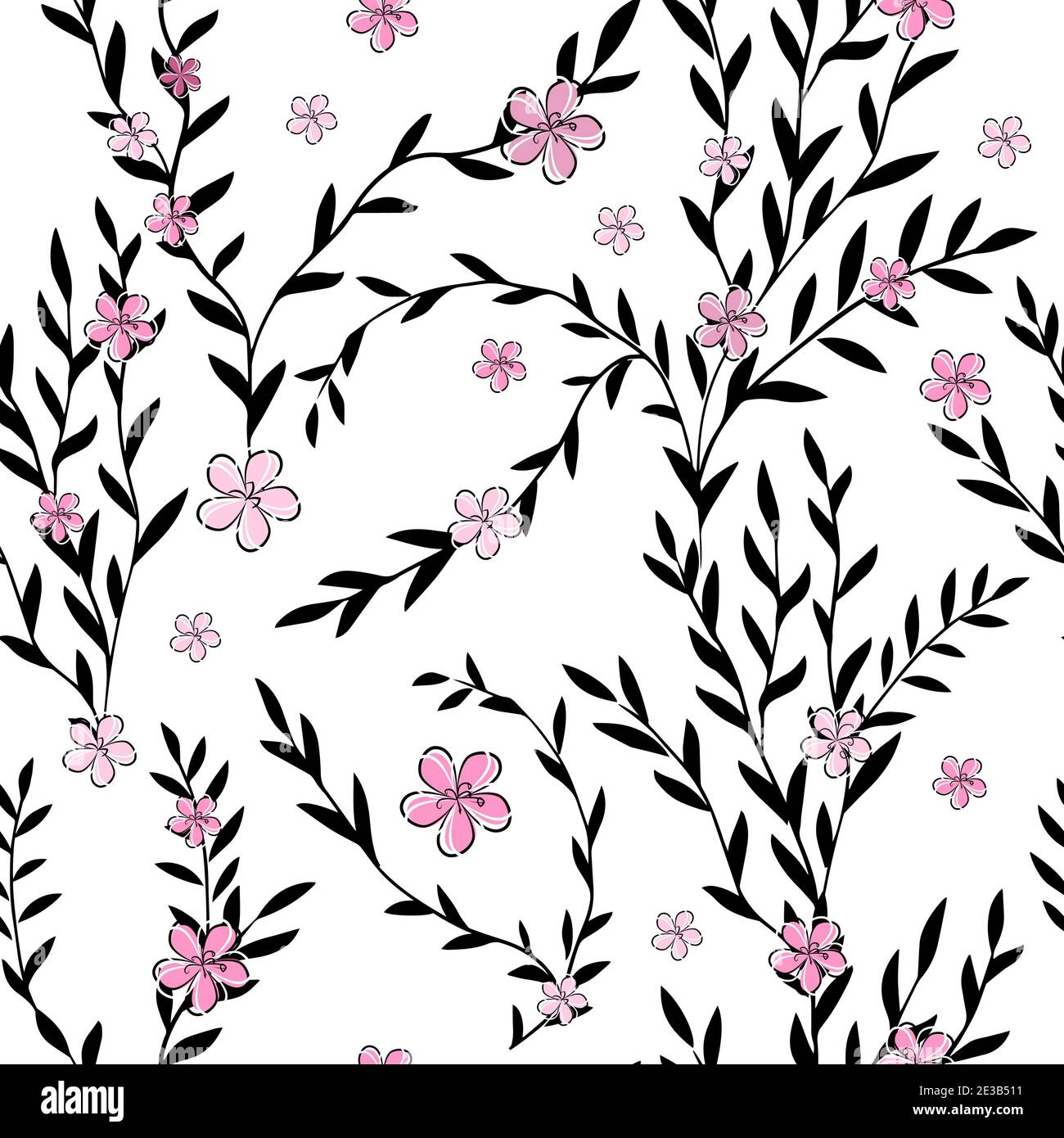 Der nahtlose Hintergrund des Sprigs mit Sakura. Vektorgrafik Stock Vektor