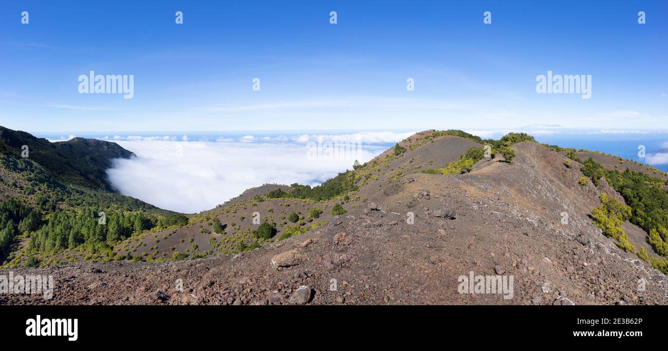 El Hierro - Blick vom Kamm Weg der Tanganasoga Vulkan nach Nordwesten Stockfoto