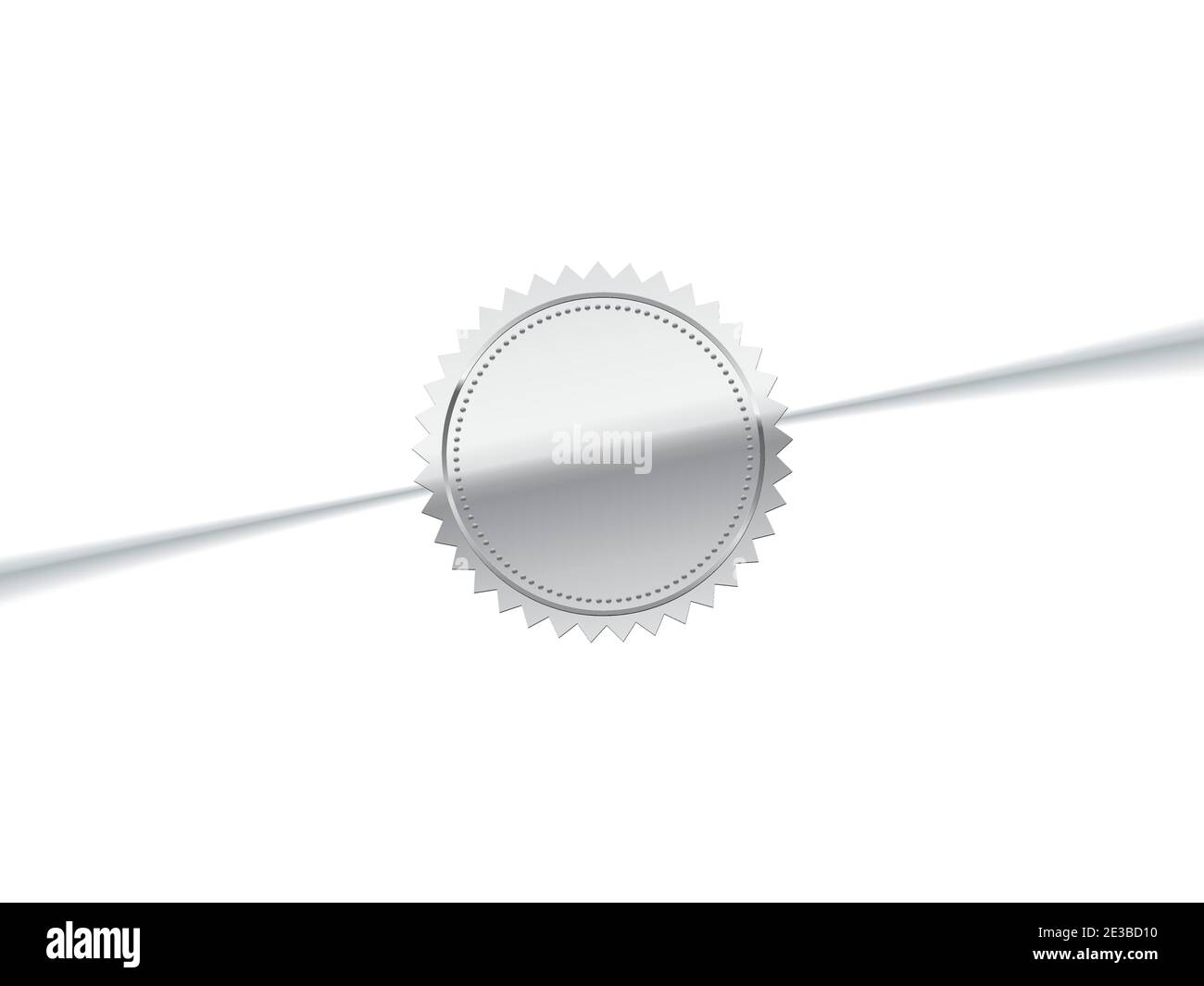 Silberner Aufkleber auf Umschlag geklebt. Chrome Stempel Logo Vektor Illustration. Qualitätszertifikat auf vip-Brief. Realistisches rundes Symbol, Vintage Mail Siegel Stock Vektor