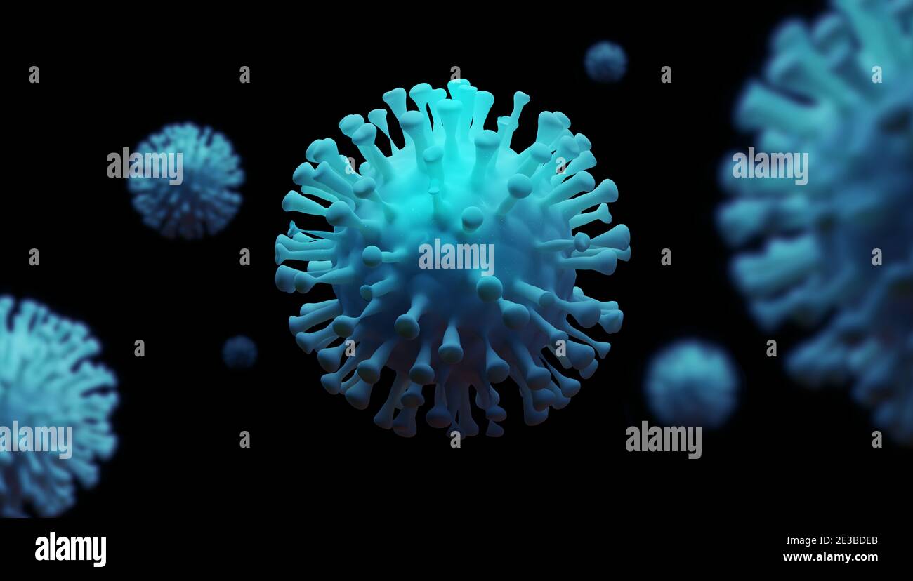 Medizinische Illustration des Coronavirus mit Pandemiemittel von COVID-19 Stockfoto