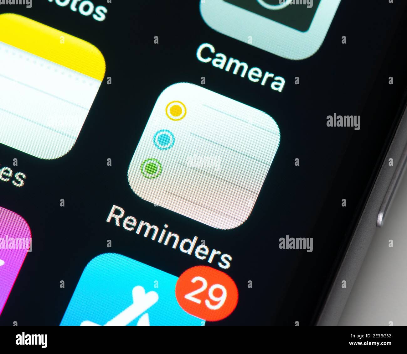 App-Symbol für Erinnerungen auf dem Apple iPhone-Bildschirm Stockfoto
