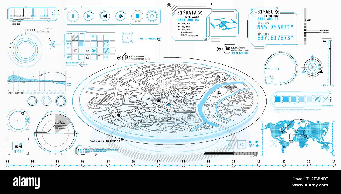 Eine Reihe dünner Elemente zum Thema Geo-Position. Stock Vektor