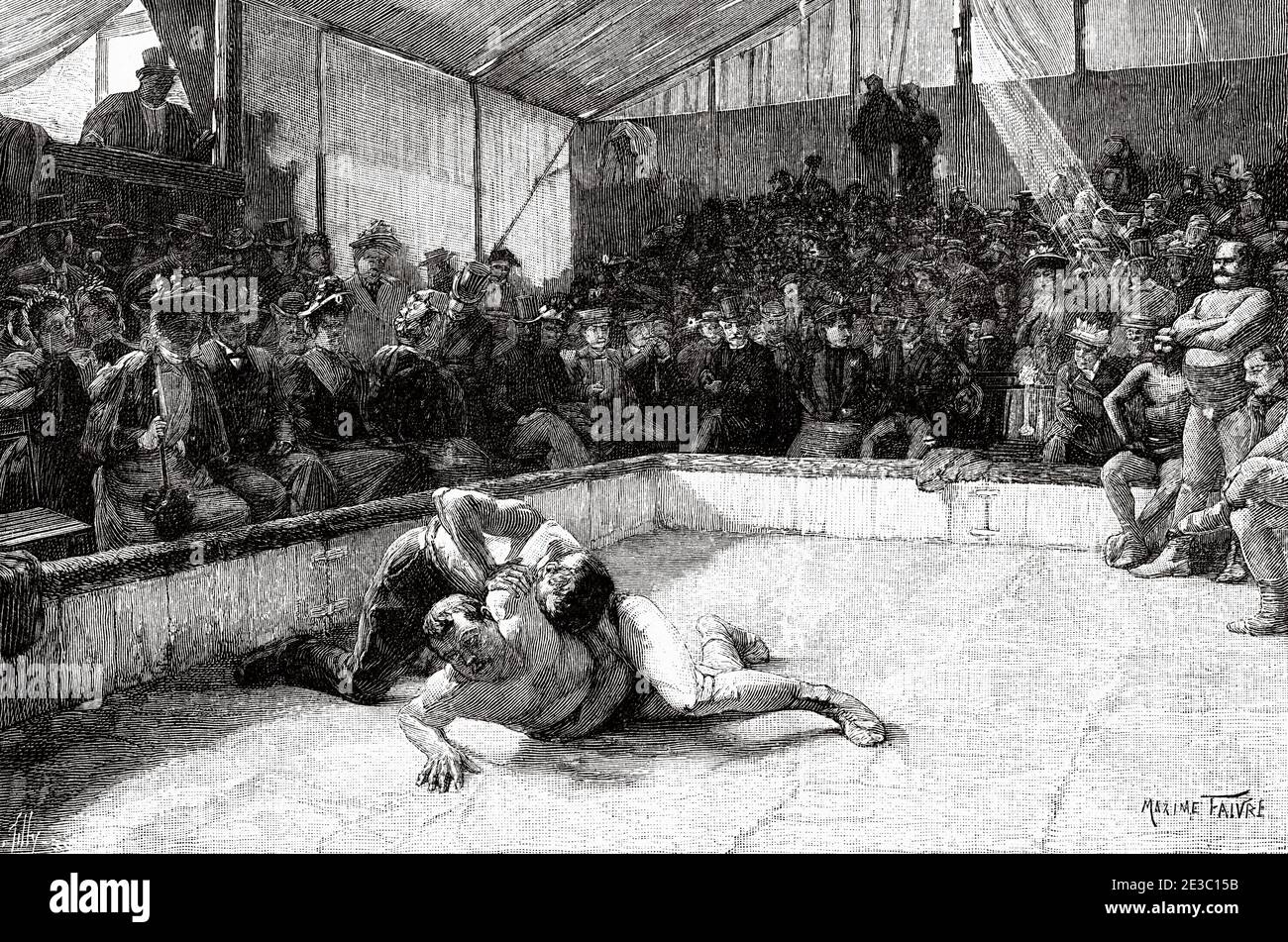 Traditionelle Wrestling Show 19. Jahrhundert, Europa. Von La