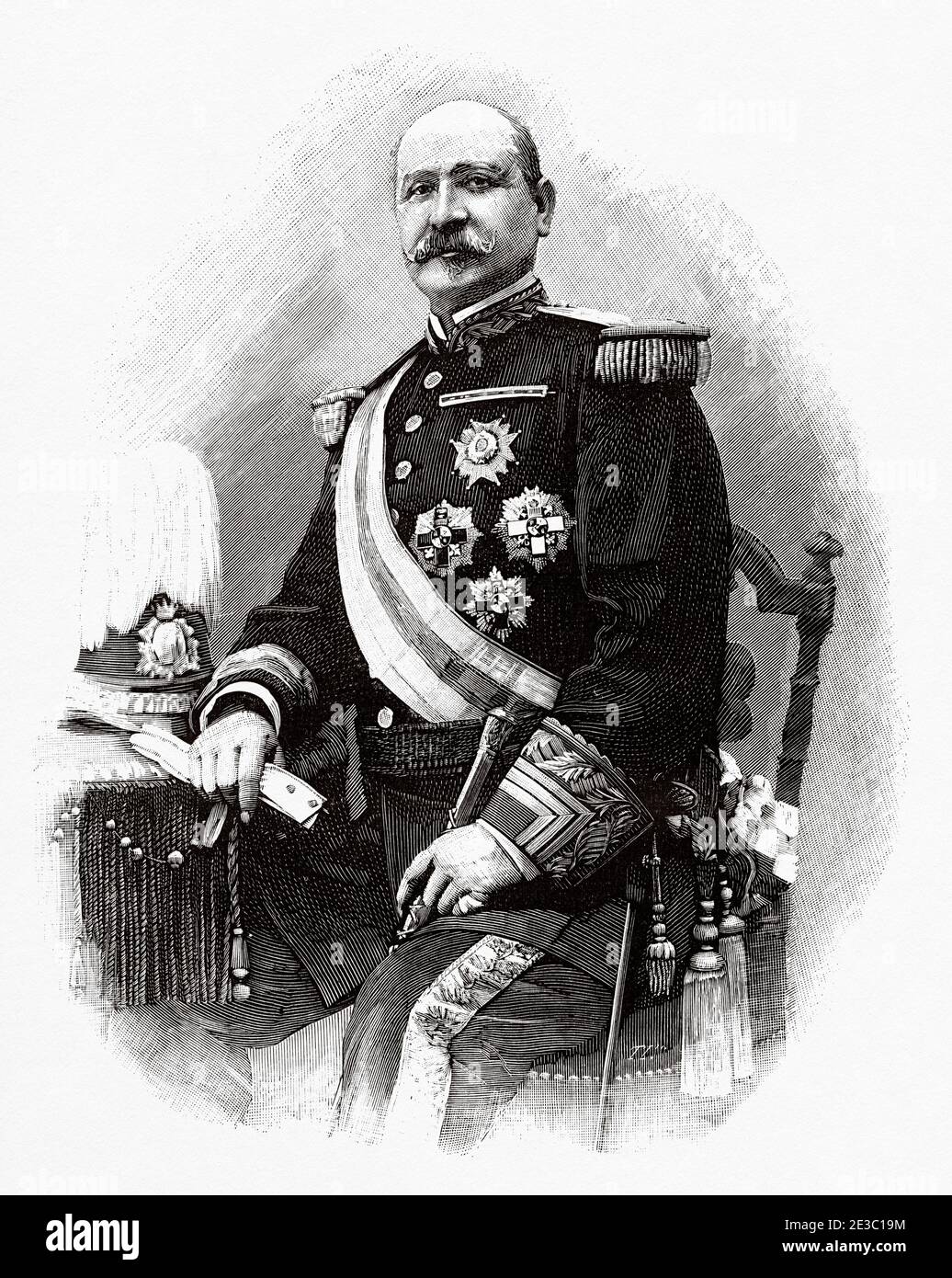 Álvaro Suárez Valdés und Rodríguez San Pedro (1840 - 1917) Spanisches Militär, Divisionskommandeur auf der Insel Kuba. Von La Ilustracion Española y Americana 1895 Stockfoto