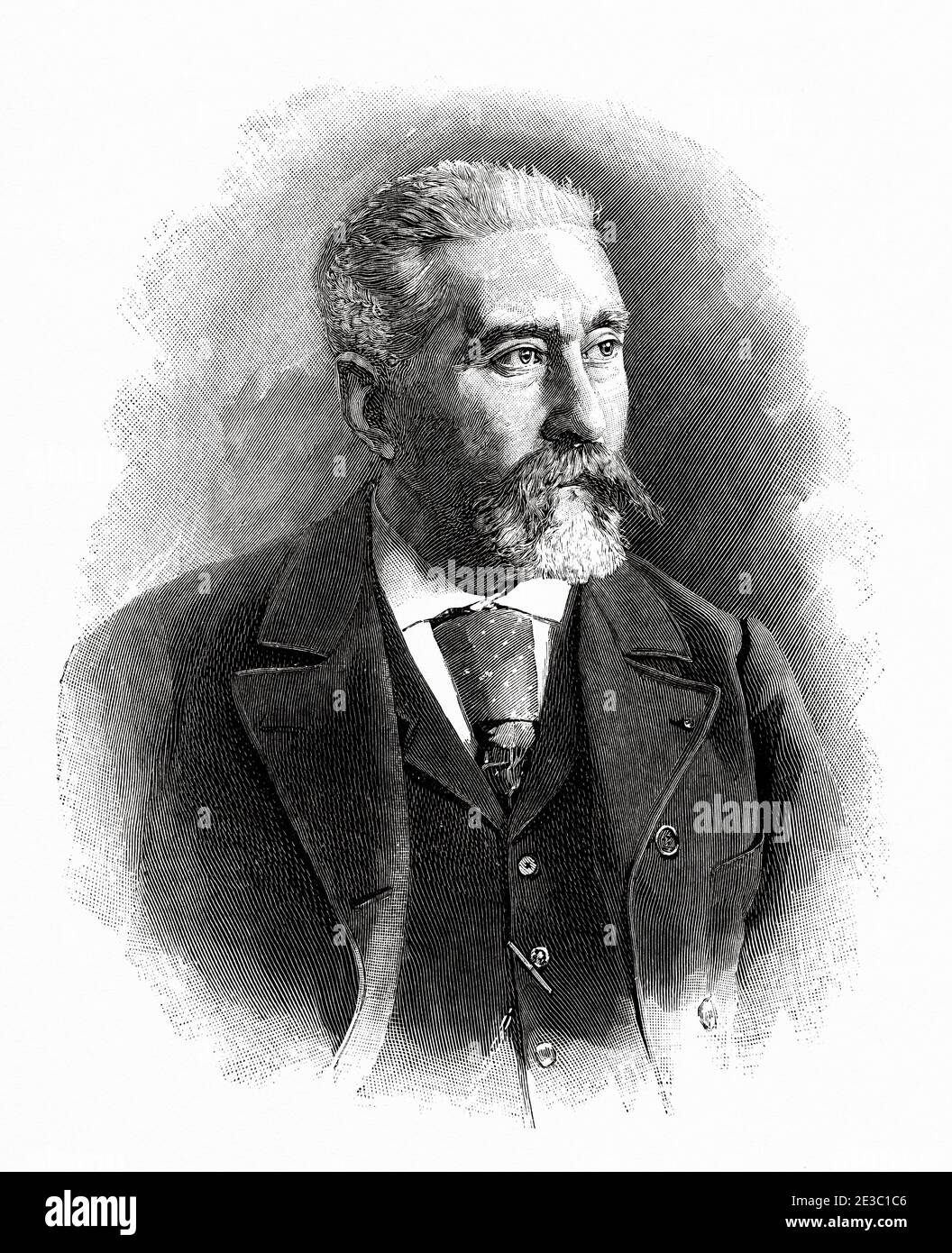 José Maria de Heredia Girard (Santiago de Cuba 1842 - Yvelines 1905) war ein kubanischer französischer Dichter und Übersetzer kubanischer Herkunft, einer der Hauptfiguren des Parnassianismus. Von La Ilustracion Española y Americana 1895 Stockfoto