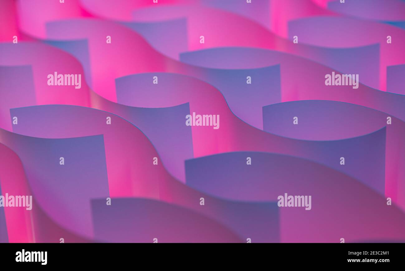 Die hellen rosa Blätter Welle Papier Farbe Design. Stockfoto