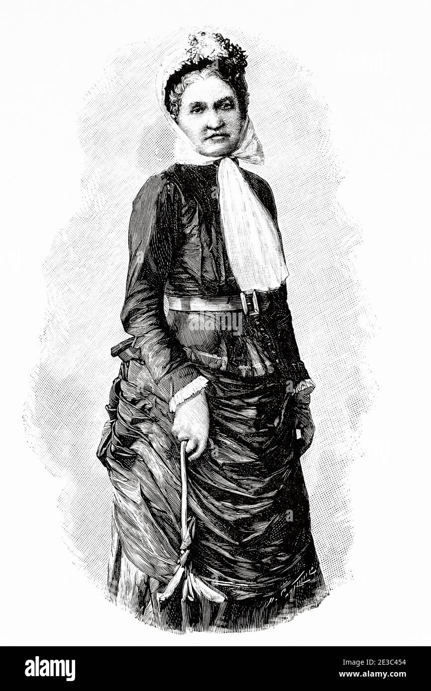 Porträt von Johanna Friederike Charlotte Dorothea Eleonore von Bismarck (1824-1894) Ehefrau von Otto von Bismarck. Alte XIX Jahrhundert gravierte Illustration von La Ilustracion Española y Americana 1894 Stockfoto