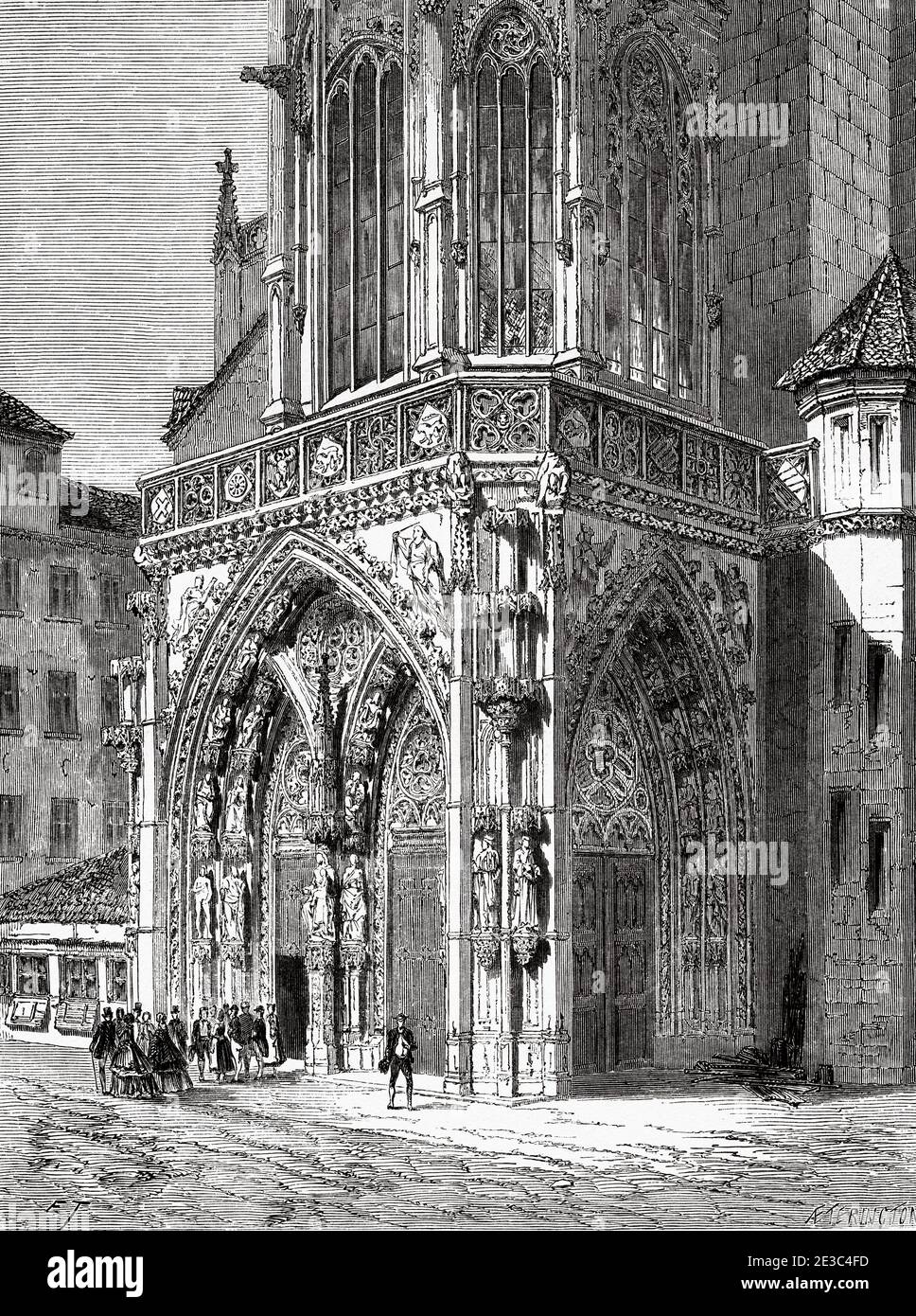 Atrium in der Liebfrauenkirche, Nürnberg, Bayern. Deutschland. Alte XIX Jahrhundert gravierte Zeichnung von Reise nach Nürnberg Le Tour du Monde 1864 Stockfoto