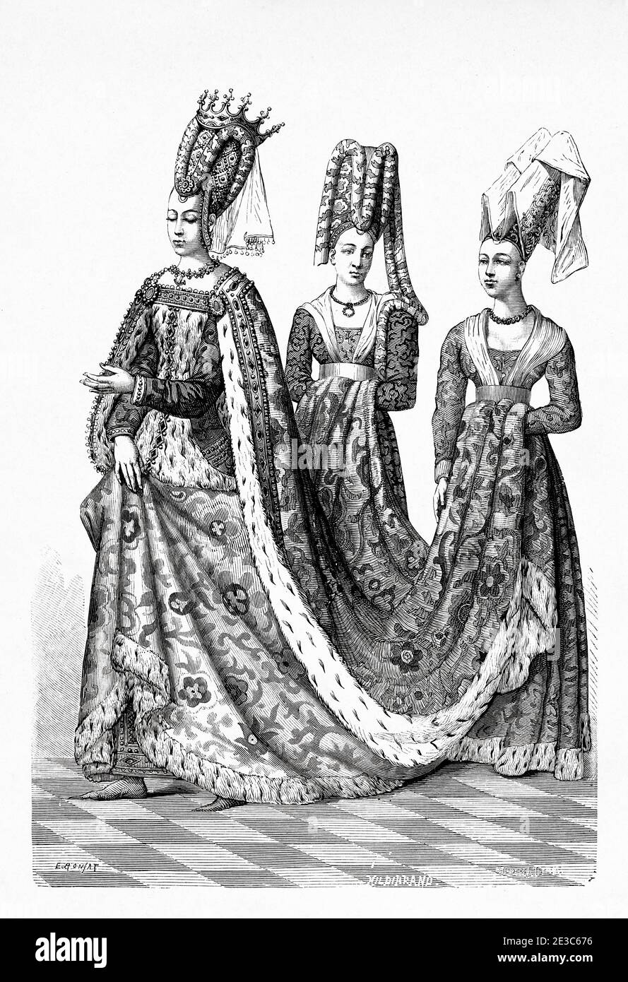 Isabeau von Bayern. Elisabeth von Bayern-Ingolstadt (1370-1435) Königin von Frankreich zwischen 1385 und 1422. Sie wurde im Haus Wittelsbach geboren. Ehefrau von König Karl VI. Von Frankreich. Regent des Delphins von Frankreich. Les Français Illustres von Gustave Demoulin 1897 Stockfoto