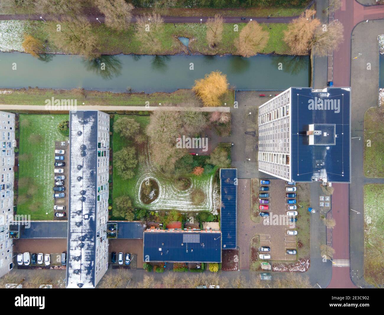 Blick von oben in Osdorp in Amsterdam, Niederlande Stockfoto