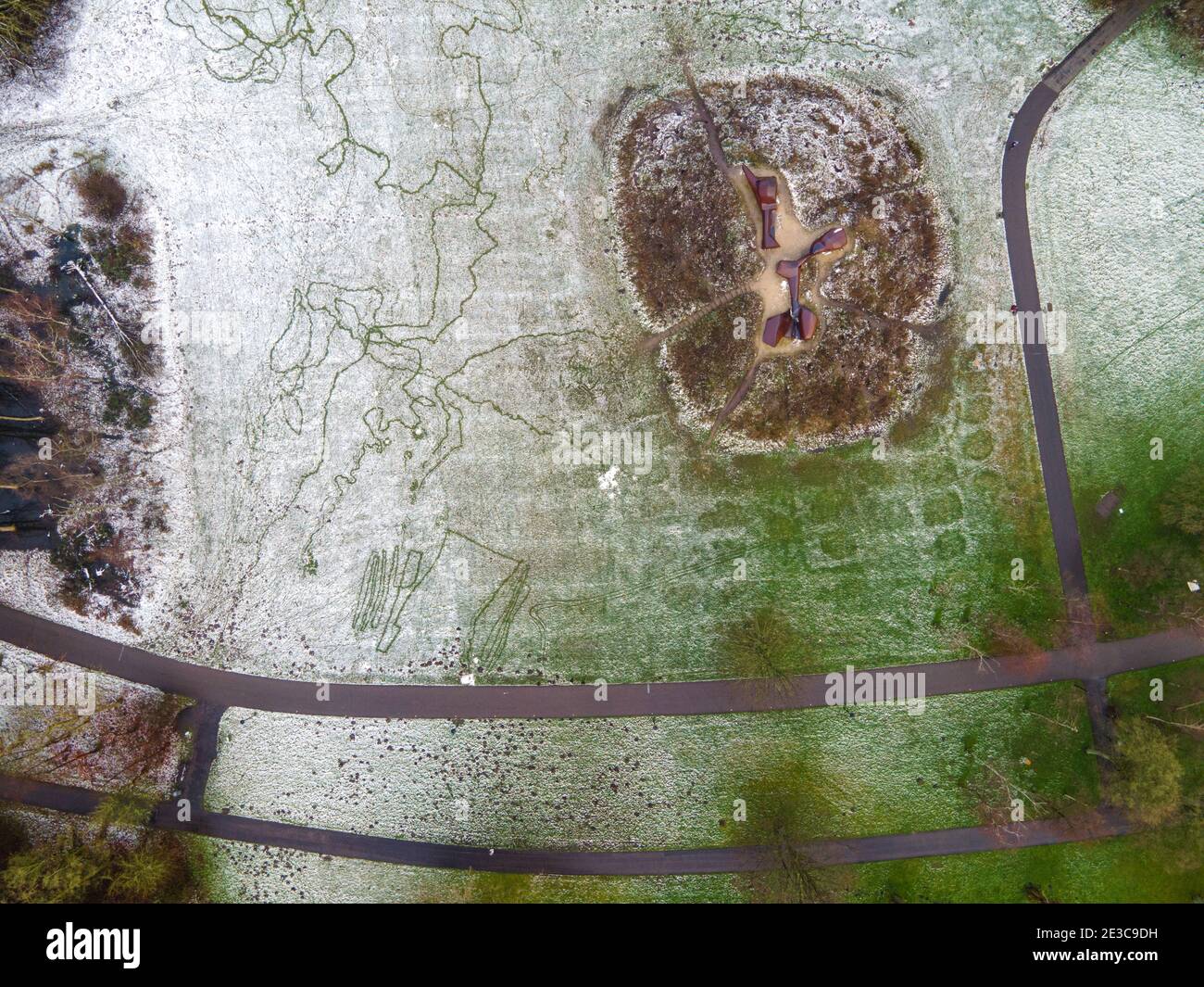 Sloterpark in Osdorp in Amsterdam mit Schnee Stockfoto