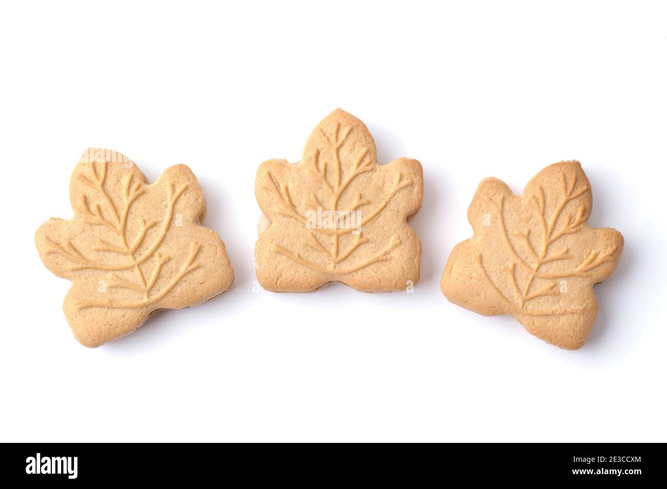 Canadian Ahornblatt Creme Cookies auf weiß Stockfoto