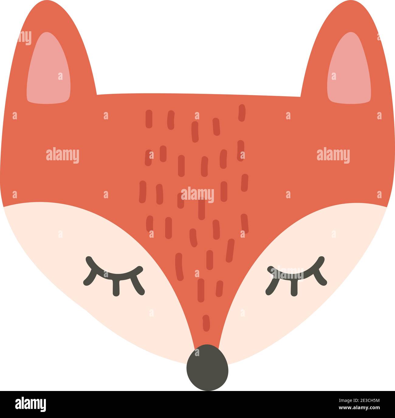 Cute Fox Cartoon skandinavische Vektor-Illustration, Cartoon Tier Porträt mit schläfrigen Fuchs Gesicht nordic Stock Vektor