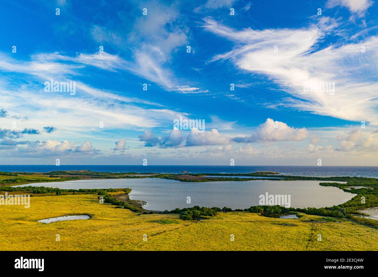 Der Teich Salines befindet sich im Süden von Martinique und ist seit dem 15. September 2008 ein Ramsar-Standort. Stockfoto