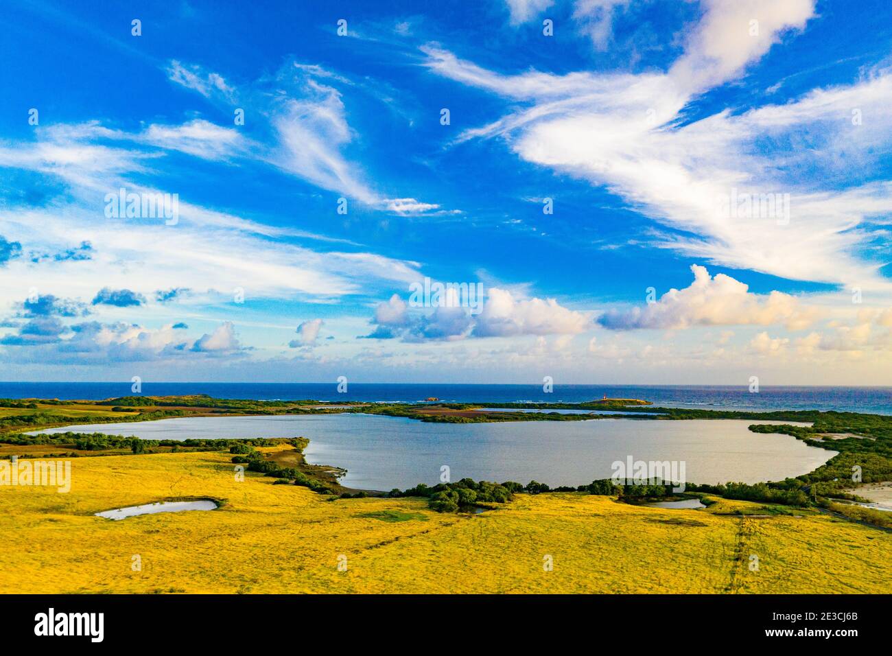 Der Teich Salines befindet sich im Süden von Martinique und ist seit dem 15. September 2008 ein Ramsar-Standort. Stockfoto