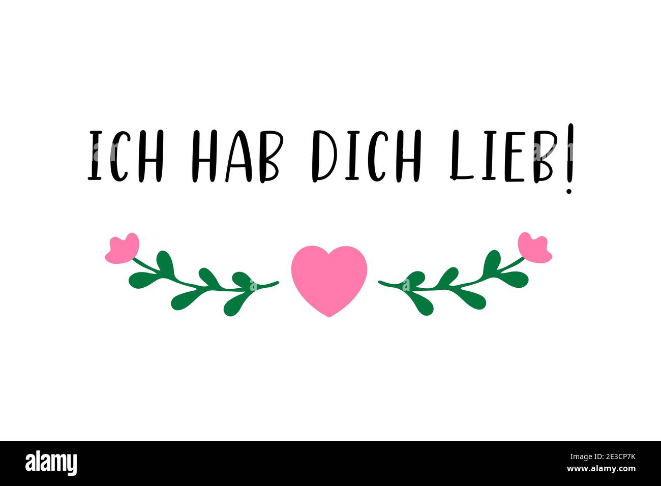 Hand skizziert Ich hab Dich lieb Deutsches Zitat, was Ich liebe dich. bedeutet Romantischer
