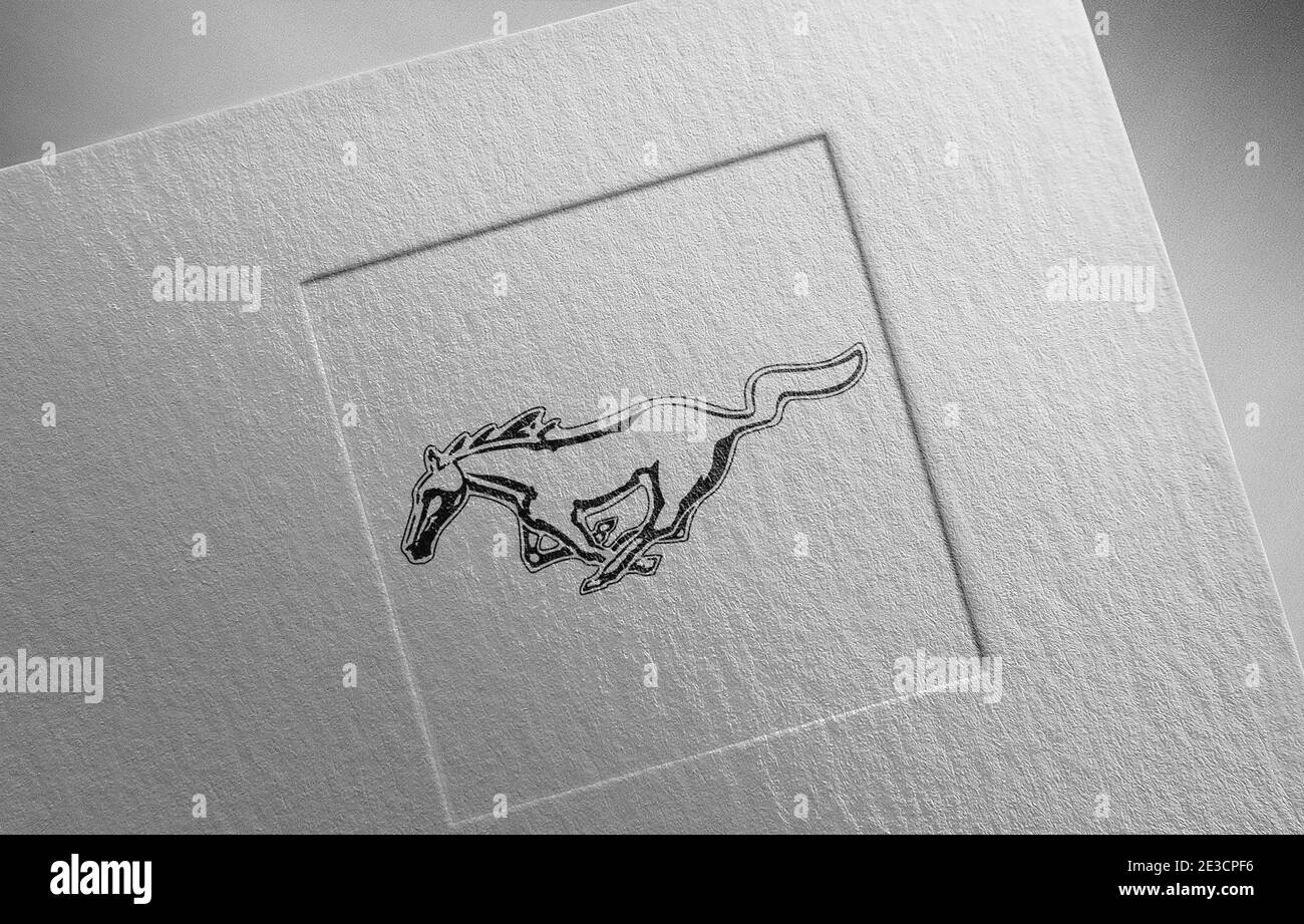 mustang Logo Papier Textur Illustration Stockfoto