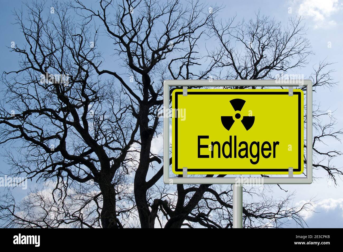 Ortsschild mit der Aufschrift 'Endlager', Übersetzung 'Endlager' Stockfoto