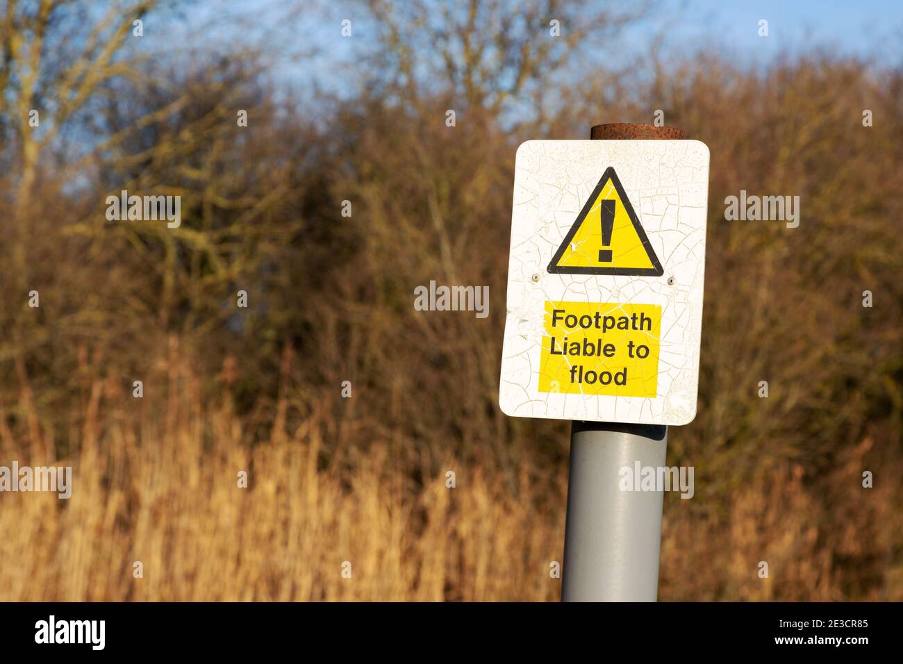 Wanderweg mit Überschwemmungsschutz, Burwell Fen, Burwell, Cambridgeshire Fens, East Anglia Großbritannien Stockfoto