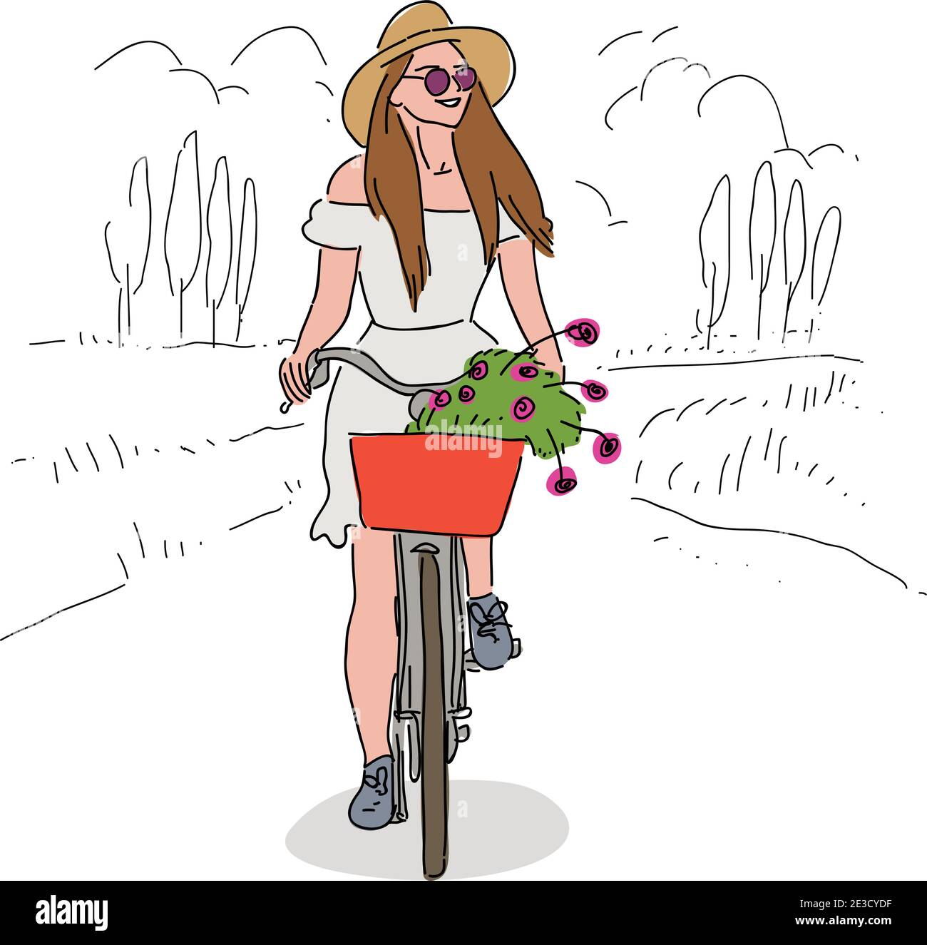 Radfahren Mädchen Stock Illustration, fühlen Sie sich frei zu befreien, glücklich Mädchen Stock Vektor