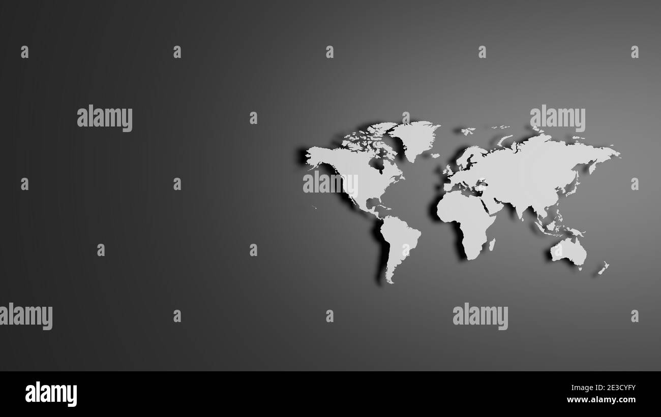 White World Karte auf grauem Hintergrund Stockfoto