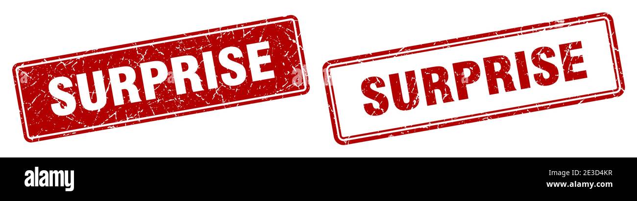 Überraschung quadratische Marke. Überraschung Grunge Zeichen gesetzt Stock Vektor