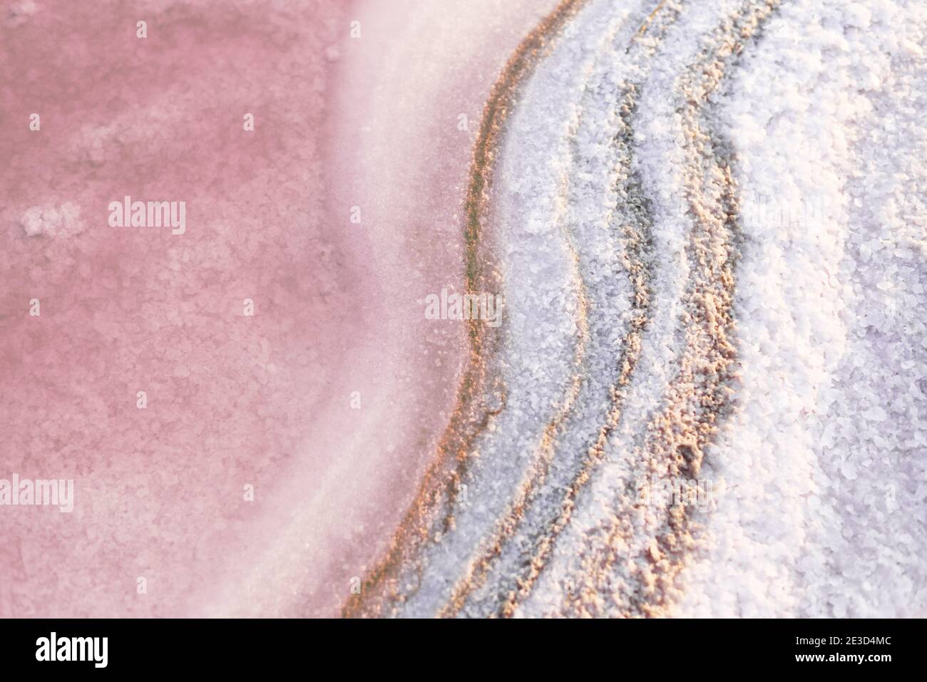 Hintergrund des rosa Sees. Nahaufnahme von rosa Salzkristallen. Stockfoto
