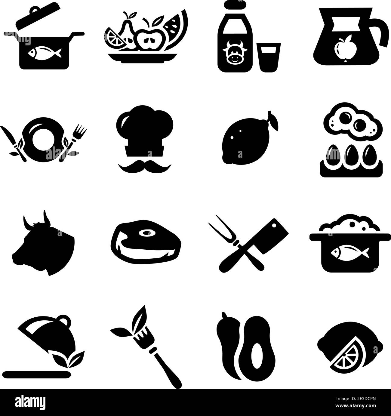 Elegantes Food Icons Set Für Mobile, Web Und Anwendungen. Stock Vektor