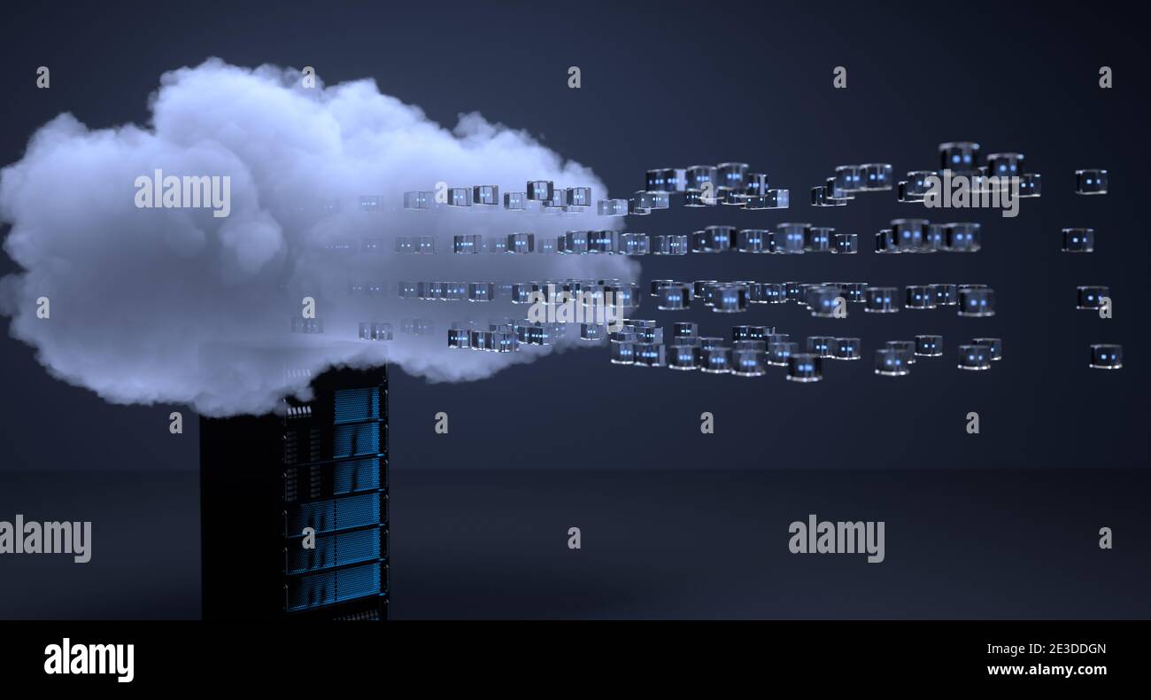 Cloud-Computing-Technologie, Innovation, Zukunftsorientierung, Cybersicherheit, Verschlüsselte Internetdateninformationen Stockfoto