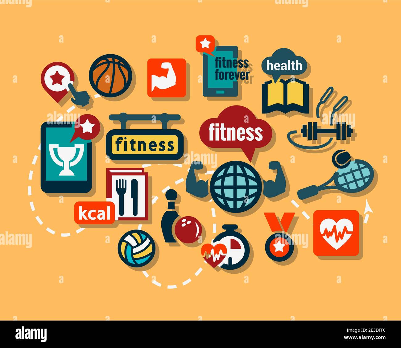 Fitness und Sport Vektor-Symbole für Web und mobile. Alle Elemente sind gruppiert. Stock Vektor